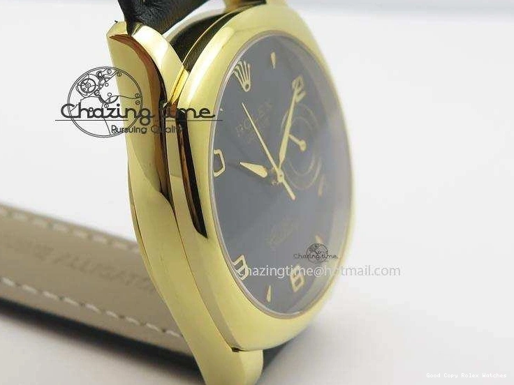AAA Replica Watches YG On 3879 Numeral Black Leather Cellini Dial A Date Strap Black NewStyle Markers 0101